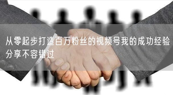 从零起步打造百万粉丝的视频号我的成功经验分享不容错过