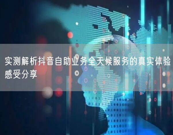 实测解析抖音自助业务全天候服务的真实体验感受分享