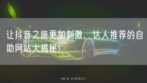 让抖音之旅更加刺激，达人推荐的自助网站大揭秘！